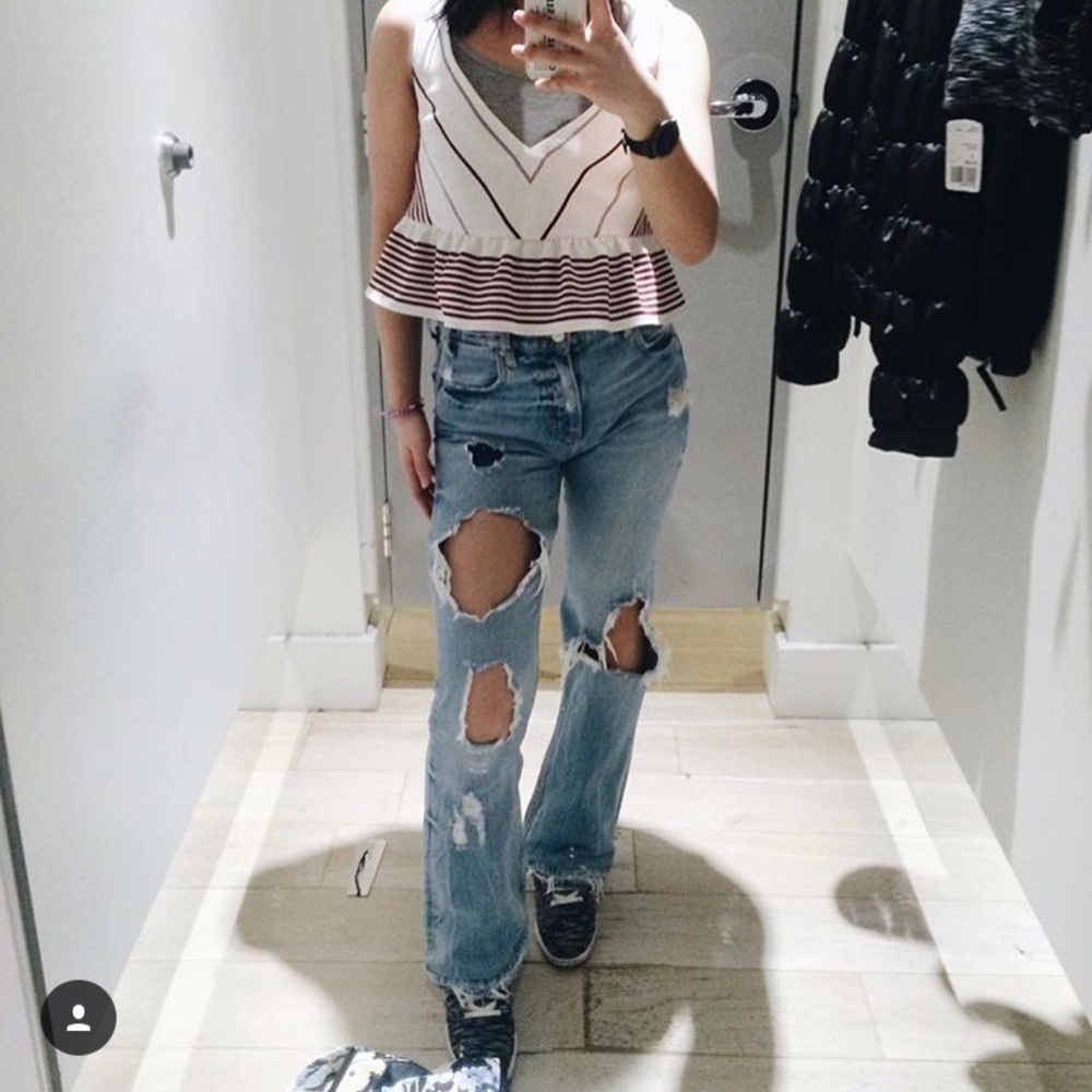 Zara distressed flare jeans